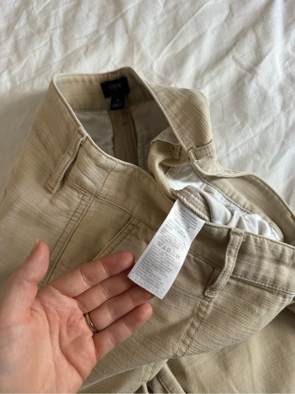 J. Crew Women’s Tan Cream Khaki Camp Straight Leg Ankle Pants 100% cotton US 4